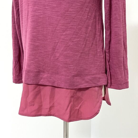 NWT J. Crew Mercantile Slub Knit Long Sleeve Top Blouse Silky Hem XS Rose Mauve - Picture 3 of 10